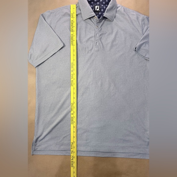 FootJoy Performance Golf Polo Men’s XL – Gray Stretch Shirt w/ Floral Collar - Picture 4 of 9